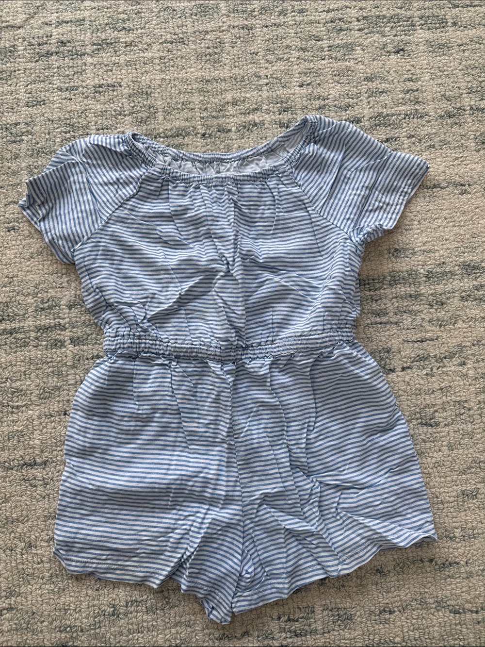 Old Navy Blue and White Striped Girls' Short Sleeve Romper